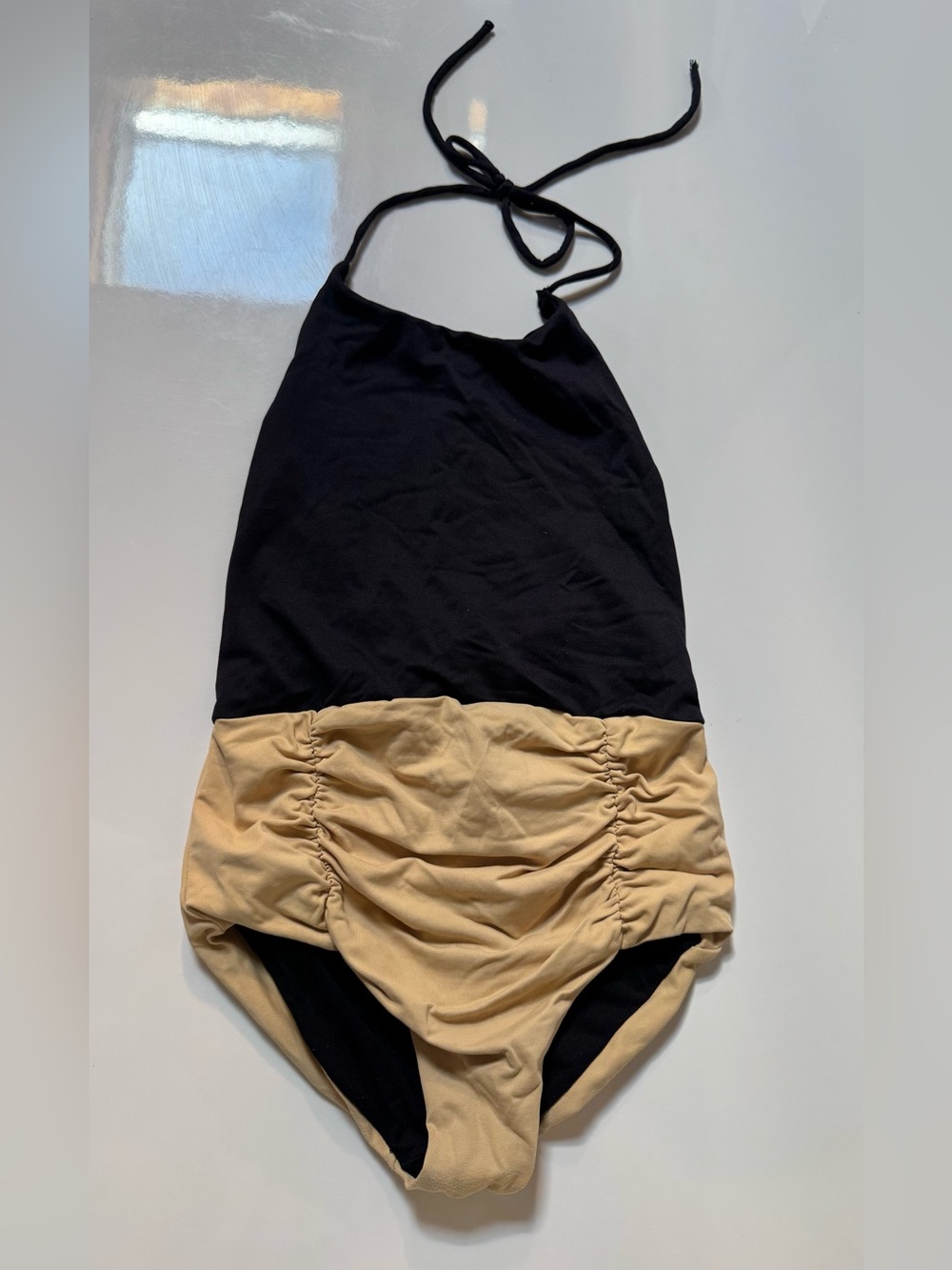 Little Creative Factory designer Two-Tone Halter One-Piece Swimsuit.